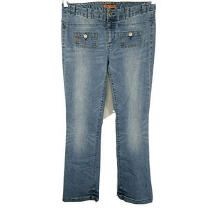 V Blue Jeans Bootcut Flare Women Juniors Size 9 10 Light Wash Blue Zipper Fly